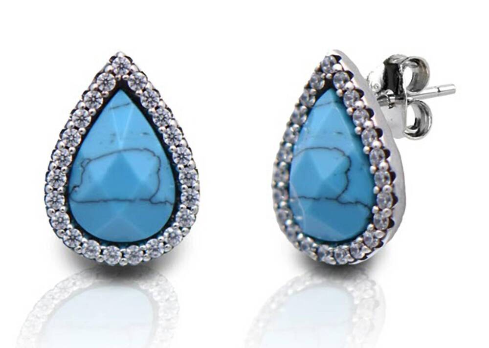 NEW KELLY HERD JEWELRY women's teardrop earrings in silver/turquoise
